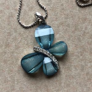 Blue butterfly necklace